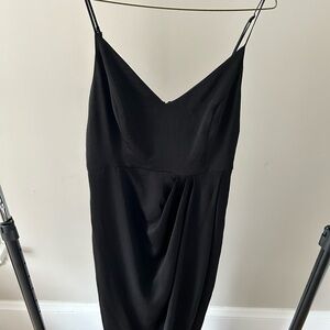 Midi High Low Black Cocktail Dress with Leg Slit